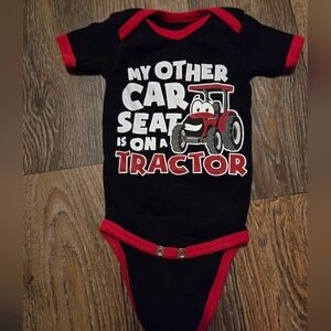 Newborn Black and Red Tractor Onesie
